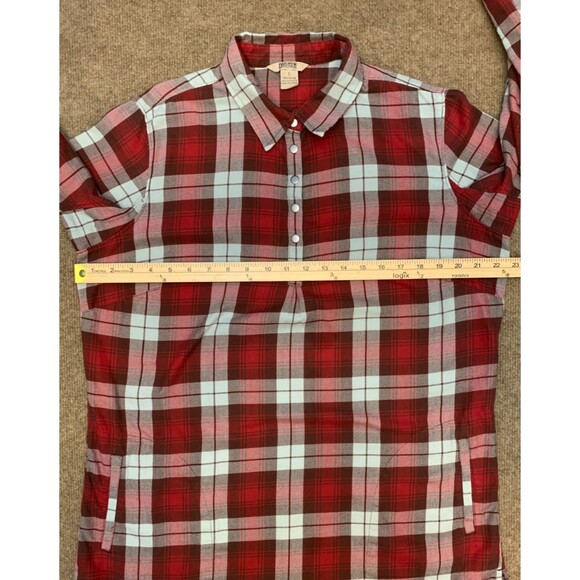 Duluth Trading Shirt Womens L Plaid Flannel Tunic Snap Tab Long Sleeve Pullover - Picture 5 of 11